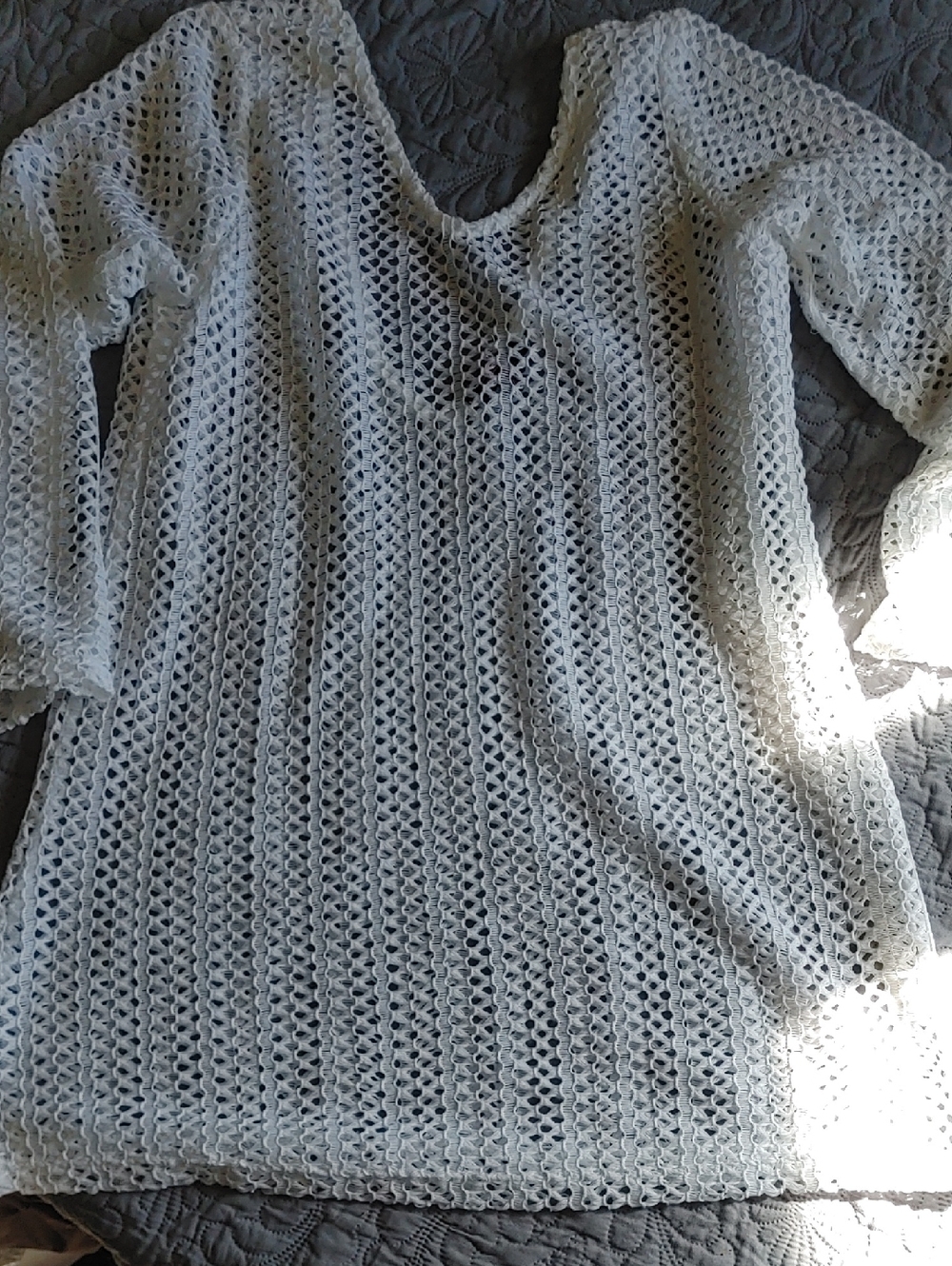 ✅$5 Add On ACXWhite Crochet Knit Beach Cover-Up Sz LG